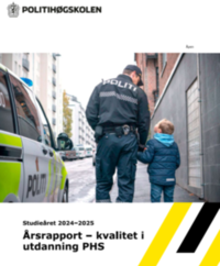 Bildet viser forsiden på Kvalitetsrapporten for Politihøgskolen 2024-2025.